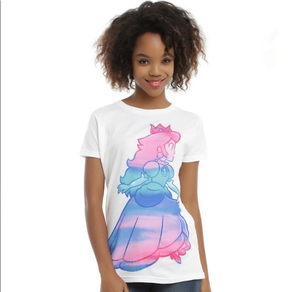 Super Mario Princess Peach Watercolor Girls Shirt